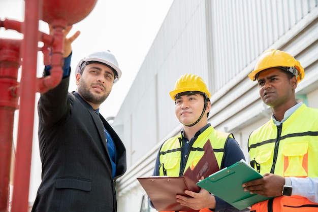 businessman manager engineer fire water extinguisher safety emergency system industry factory 74324 1177